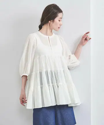 UNITED ARROWS 티어드 6SL 블라우스 미사용 새상품