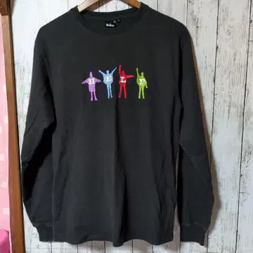 BEATLES HELP 자수 긴팔 T셔츠 블랙 비틀즈 롱 T M