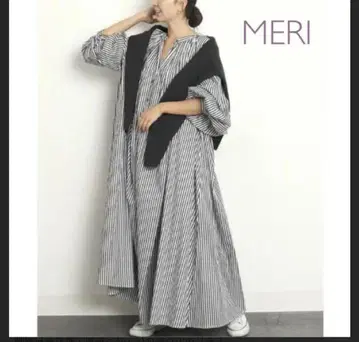 meri 볼륨 슬리브 셔츠 원피스
