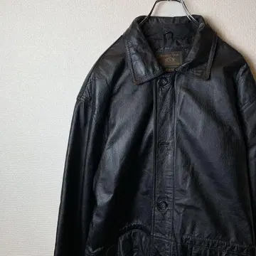 SEAHOP CLUB 가죽 코트 천연 가죽 블랙 LL