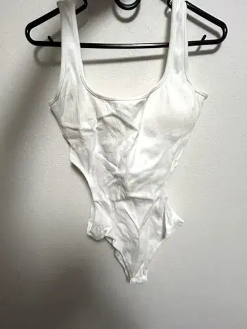TW 바디수트/Side Cut Rib Bodysuit White