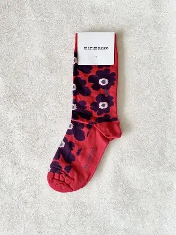 미사용 새상품 marimekko 우니코 패턴 삭스 레드