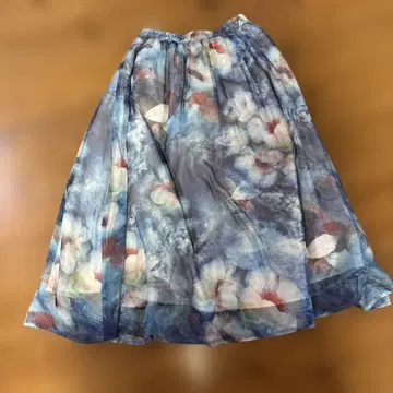 아몬드 아이 프론트 야드 수채화 플라워 프린트 쉬폰 플레어 스커트