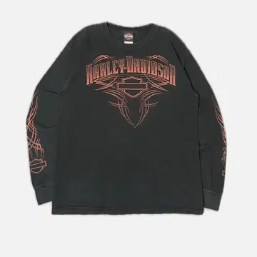 할리데이비슨 롱T 소매 프레임 블랙 페이드 레어 디자인