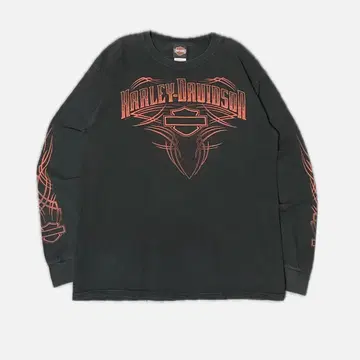 할리데이비슨 롱T 소매 프레임 블랙 페이드 레어 디자인
