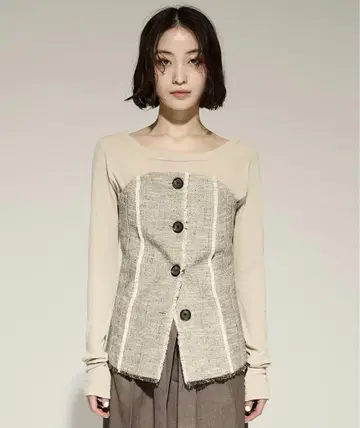 [ STUDIOUS ] 실크린넨 뷔스티에 콤비 상의