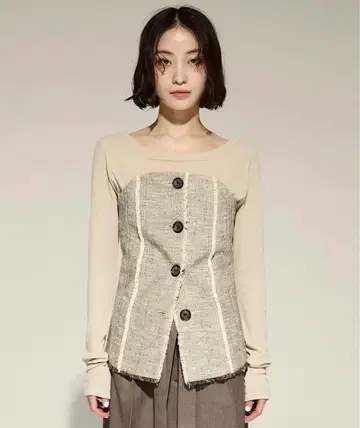 [ STUDIOUS ] 실크린넨 뷔스티에 콤비 상의