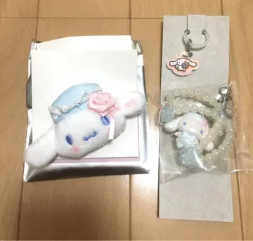 산리오 화이트 프릴 디자인 헤어 클립 스트랩 시나몬 시나모롤