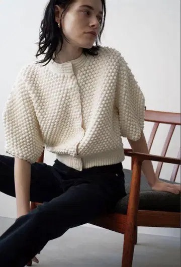 CLANE 3D DOT HALF SLEEVE KNIT 가디건