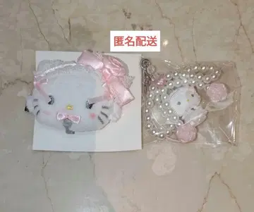 챠미 키티 화이트 프릴 헤어 클립 & 스트랩
