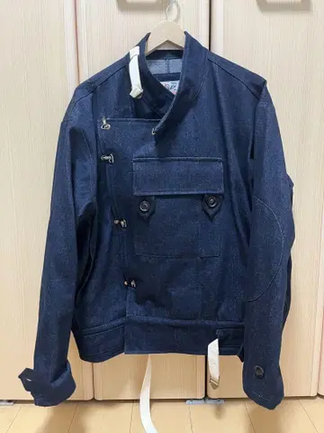 13oz 데님 스웨덴군 모터 사이클 자켓