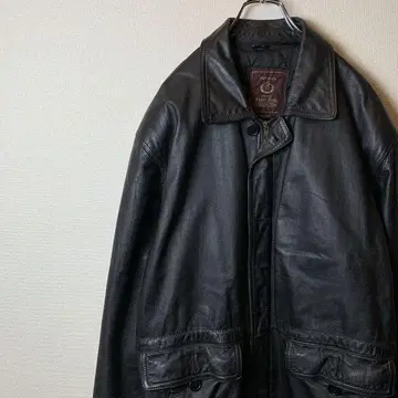 RalphEton 가죽 자켓 코트 천연 가죽 블랙 LL 구제 의류