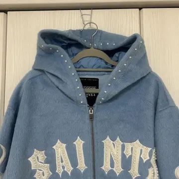 [ 초 레어 ] 후드티 XL 복슬복슬 펄 y2k 갸루 스카이블루