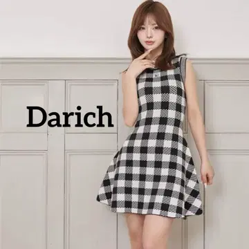 Darich DR 로고 깅엄 니트 미니 원피스