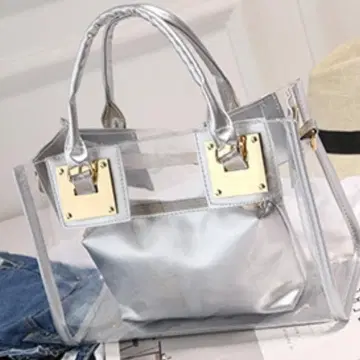 여성용 숄더백 클리어백 실버 파우치 포함 bag0697