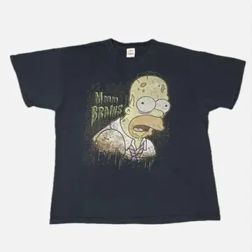 호머 심슨 티셔츠 Mmm Brains 블랙 00s 좀비
