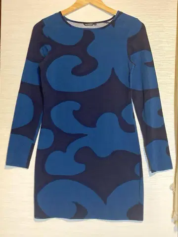 marimekko/기하학 패턴/네이비/긴팔 원피스