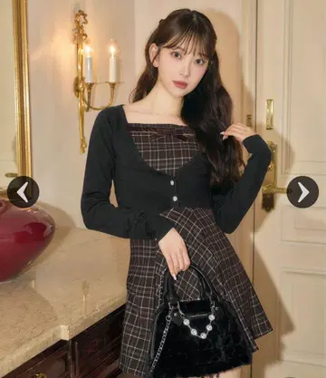 미셸 마카롱 랜덤 체크 앙상블 원피스