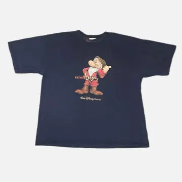 도피 T셔츠 네이비 디즈니 백설공주 일곱 난쟁이 90s