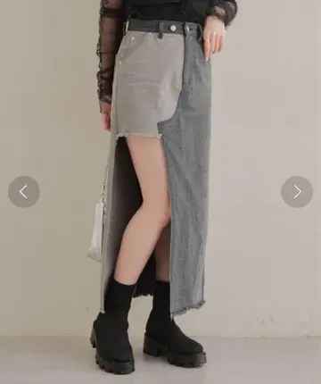 데님 타이트 스커트 그레이/블랙