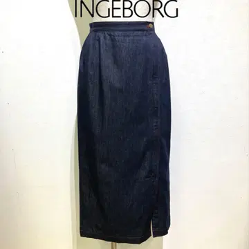 INGEBORG 데님 롱 타이트 스커트 M 사이즈 집업 앞 슬릿