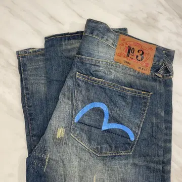 Evisu 데님 청바지 데미지 가공