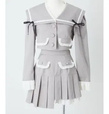 그레이 세일러 카라 셋업