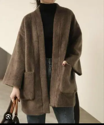 chucilla 노카라 코트 노카라 샤기 코트 브라운 미라 오웬