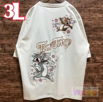 톰과 제리 남성용 3L 반팔 벚꽃 자수 의류