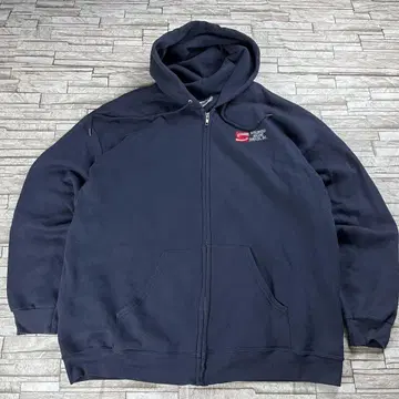 90s Lee 지퍼 후드티 기업 로고 원포인트 자수 네이비 유일무이