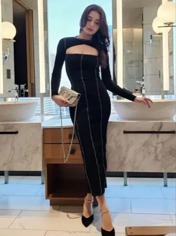 Randy 숏 상의 + 롱 원피스 세트