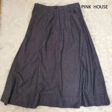 [ 새상품급 ] PINK HOUSE 인디고 플레어 스커트 와펜 L 사이즈