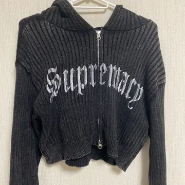 Supremacy 후드 부착 크롭 후드티