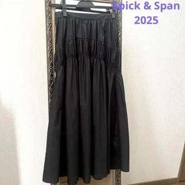 스픽 앤 스팬 코튼 나일론 개더 스커트 36 블랙