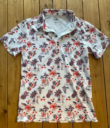 PUMA 반팔 피케 셔츠 골프웨어 트로피컬 L