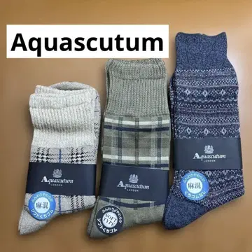 4 [ 새상품 ] 아쿠아 스큐텀 Aquascutum 삭스 양말 3세트