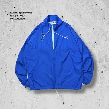 90s USA Russell Sportswear 나일론 아노락 후드티