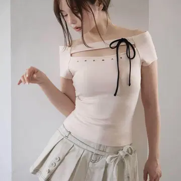 ANDMARY Dada ribbon tops pink beige