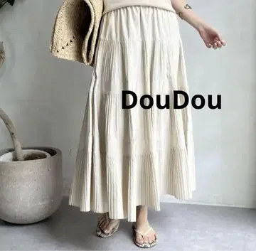 DouDou 3단 플리츠 스커트 (에크루)