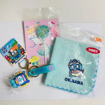 오키나와 한정 산리오 한교동 러버 입체 키링 핸드 타월 엽서
