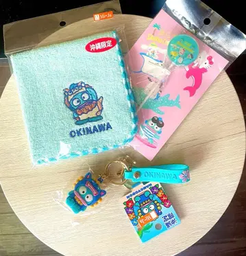 오키나와 한정 산리오 한교동 러버 입체 키링 핸드 타월 엽서