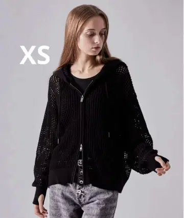 CLEL 시스루 메쉬 지퍼 후드티 블랙 XS