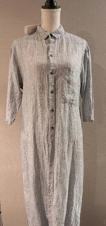파드칼레 Pas de Calais 린넨 선염 스트라이프 원피스