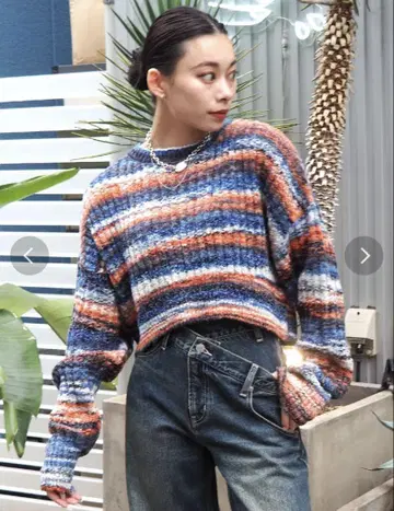 EVRIS 그라데이션 숏 니트탑