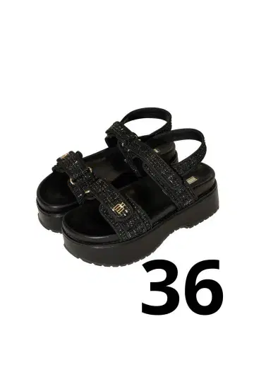 Trois Tweed Platform Sandals BLACK 36