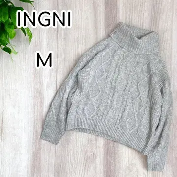 INGNI 오프 터틀넥 케이블 짜임 니트 긴팔 워셔블 M