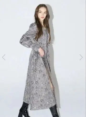 melt the lady flower jacquard long dress