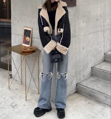 dianteCROPPED BOA MOUTON JACKET