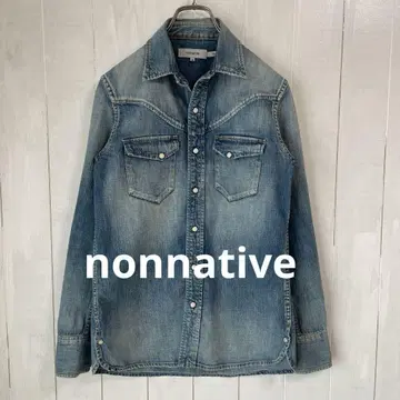 nonnative 데미지 가공 펄 버튼 웨스턴 데님 셔츠 일본제