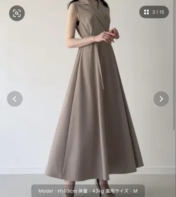 JUNOAH 테일러 칼라 슬리브리스 원피스 (안감 없음)